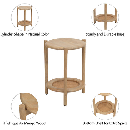 Jerry Natural Wood and Rattan End Table