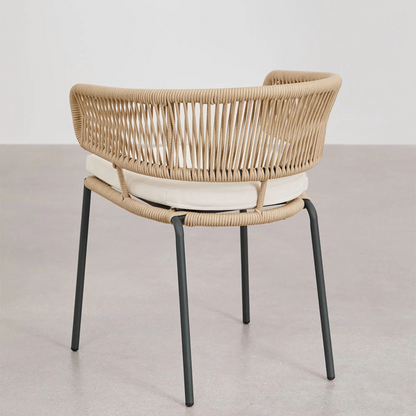 Ricky Dining Chair in Iron and Braided Rope