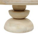 Close up detail of Musa coffee table stacked geometric pedestal base with concentric circle grooves