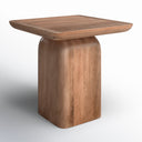 Maximo square solid wood pedestal end table alternative three-quarter studio view