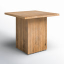 Aron square solid wood end table alternative three-quarter studio view highlighting flat pedestal sides