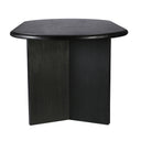 Angled front view of the black Byron Oval 6 Seater Dining Table showcasing its rounded tabletop edge and sturdy panel legs.