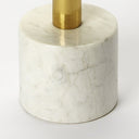 Bone Inlay End Table - close-up of the white stone pedestal base and gold-tone metal support.