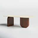 Ricky oval concrete coffee table low three-quarter perspective studio view