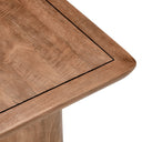 Close up angle view of Maximo square end table corner showing flat tabletop insert and beveled edge