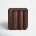 Keaton dark brown solid wood square end table straight front studio view showcasing fluted pillar base