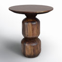 Tommy round dark brown solid wood end table alternative side studio view
