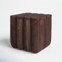 Keaton dark brown solid wood square end table three-quarter studio view showcasing fluted pillar base