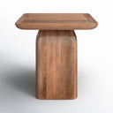 Maximo square solid wood pedestal end table straight front studio view showcasing arched base