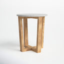 Forest round marble top end table alternative three-quarter studio view