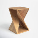 Legacy solid wood geometric abstract end table three-quarter studio view