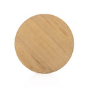 Top down view of Blaise round coffee table showing natural solid wood grain tabletop