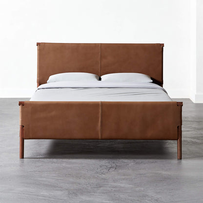 Tomas Brown Leather Bed