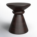 Lian dark wood hourglass sculptural end table side studio view showcasing tapered conical base