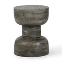Salem grey textured solid wood hourglass sculptural end table alternative side studio view