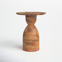 Salvador natural mango wood hourglass sculptural end table second alternative side studio view