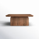 Brendan square solid wood block coffee table straight front view on white background