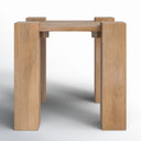 Junior square light oak solid wood end table straight side studio view showcasing block legs