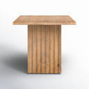 Aron square solid wood end table straight front studio view showcasing fluted pedestal base