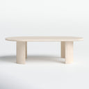 Jefferson oval light wood coffee table straight-on side view showing curved panel legs