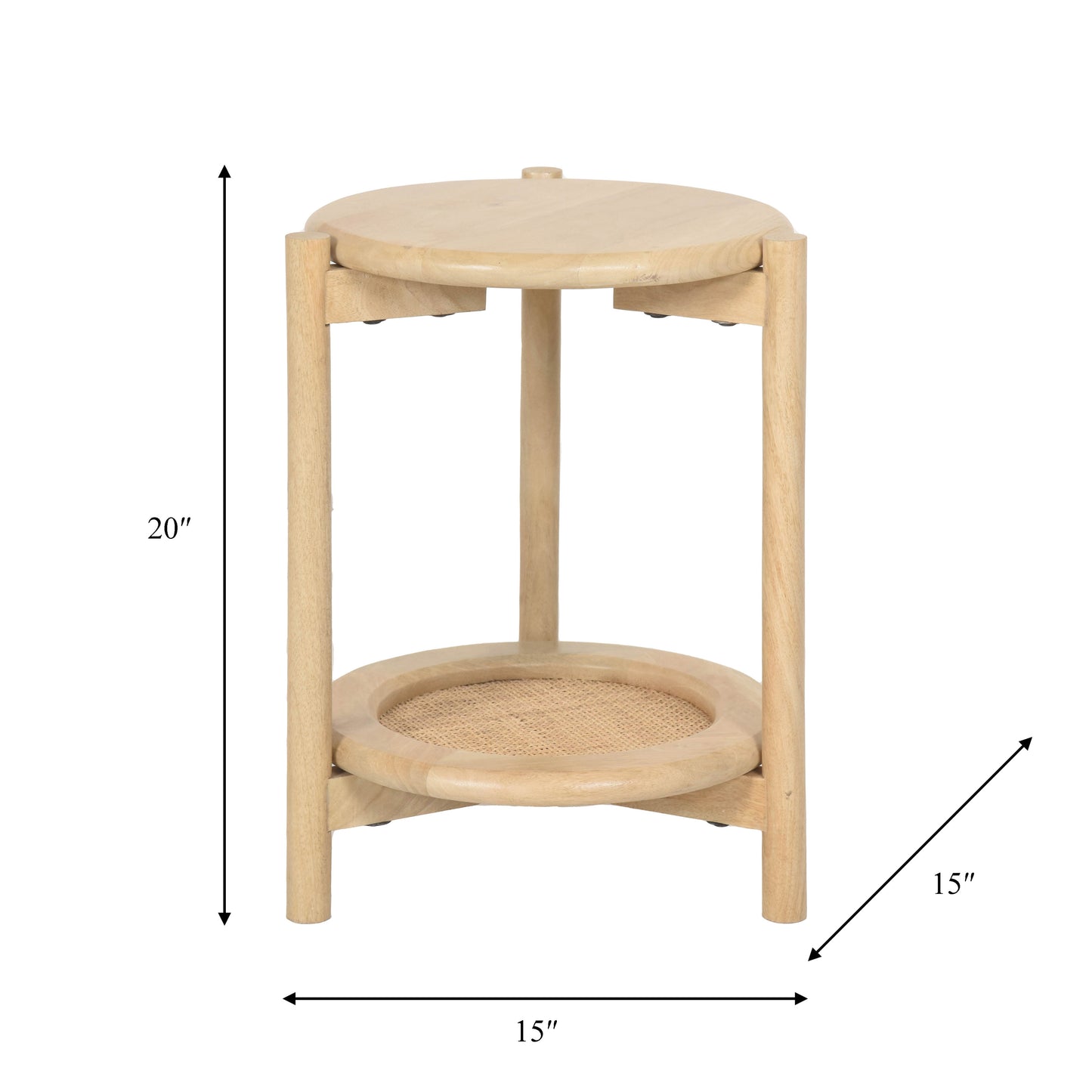 Jerry Natural Wood and Rattan End Table