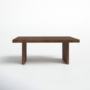 Lachlan square dark wood coffee table straight side profile view on white studio background