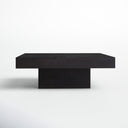 Uriah square black wood plinth coffee table alternative straight side view
