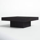 Uriah square black wood plinth coffee table alternative three-quarter studio view