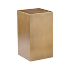 Karson short brushed gold pedestal column side table three-quarter studio view