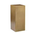 Karson medium brushed gold pedestal column side table three-quarter studio view