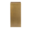 Karson medium brushed gold pedestal column side table straight front studio view
