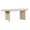 Lee oval light oak wood coffee table three-quarter studio view showcasing intersecting panel legs