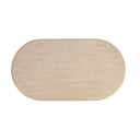 Top down view of Lee oval coffee table showing natural light oak wood grain tabletop surface
