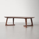 Donald oval walnut wood coffee table alternative three-quarter studio view