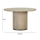 Casey 4 Seater Dining Table with dimensions of 47.3 inches diameter and 30 inches height shown against a white background.