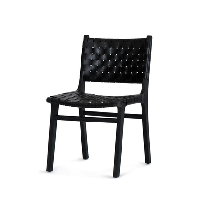 Cassius Chair — Black and Black Leather (Set of 2) Furniture BoutiQ