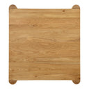 Top down view of Axton square coffee table showing natural oak wood grain tabletop surface