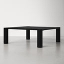 Axton square black wood coffee table alternative three-quarter studio view