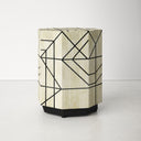 Alessandro bone inlay geometric line pattern faceted drum end table alternative studio view