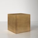 Dante modern brass finish metal cube end table third three-quarter studio view