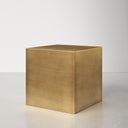 Dante modern brass finish metal cube end table fourth three-quarter studio view