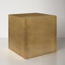 Dante modern brass finish metal cube end table three-quarter studio view