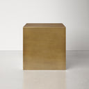 Dante modern brass finish metal cube end table straight front studio view