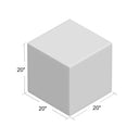 Dante modern metal cube end table blueprint dimensions diagram showing 20 inch size measurements