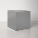 Dante modern silver finish metal cube end table three-quarter studio view