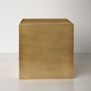 Dante modern brass finish metal cube end table third straight front studio view