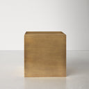 Dante modern brass finish metal cube end table alternative straight front studio view