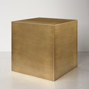 Dante modern brass finish metal cube end table alternative three-quarter studio view