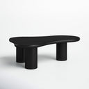 Reese black wood organic kidney shaped coffee table alternative three-quarter studio view