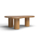 Reese natural light oak organic kidney shaped coffee table alternative three-quarter studio view